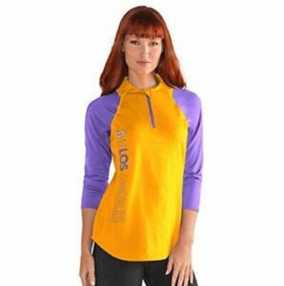 NBA Women's 3/4 Sleeve Purple and Gold Top